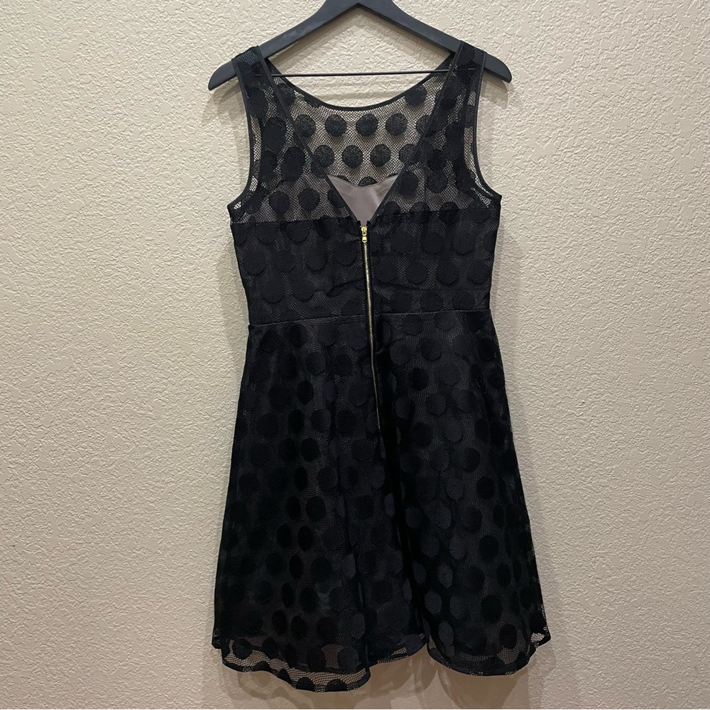 Betsey Johnson Polka Dot Illusion Fit & Flare Cocktail Dress in Black Retro - Picture 11 of 14